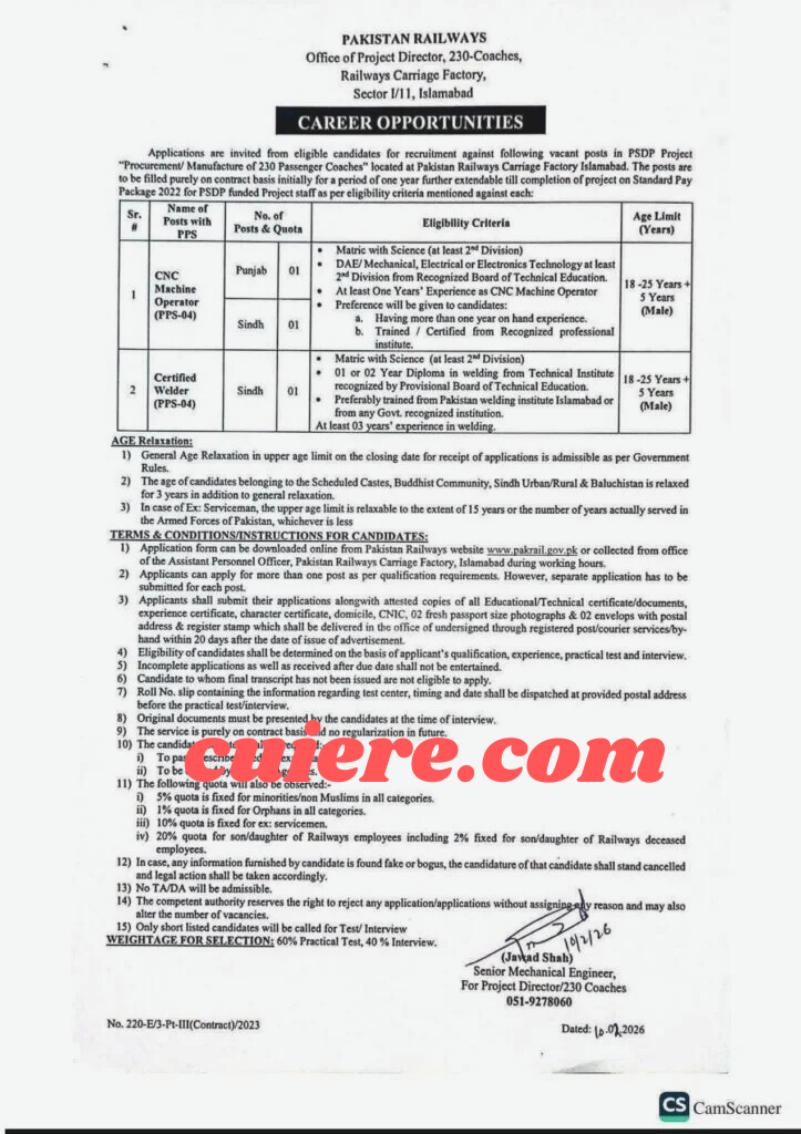 Pakistan Railways Jobs 2026